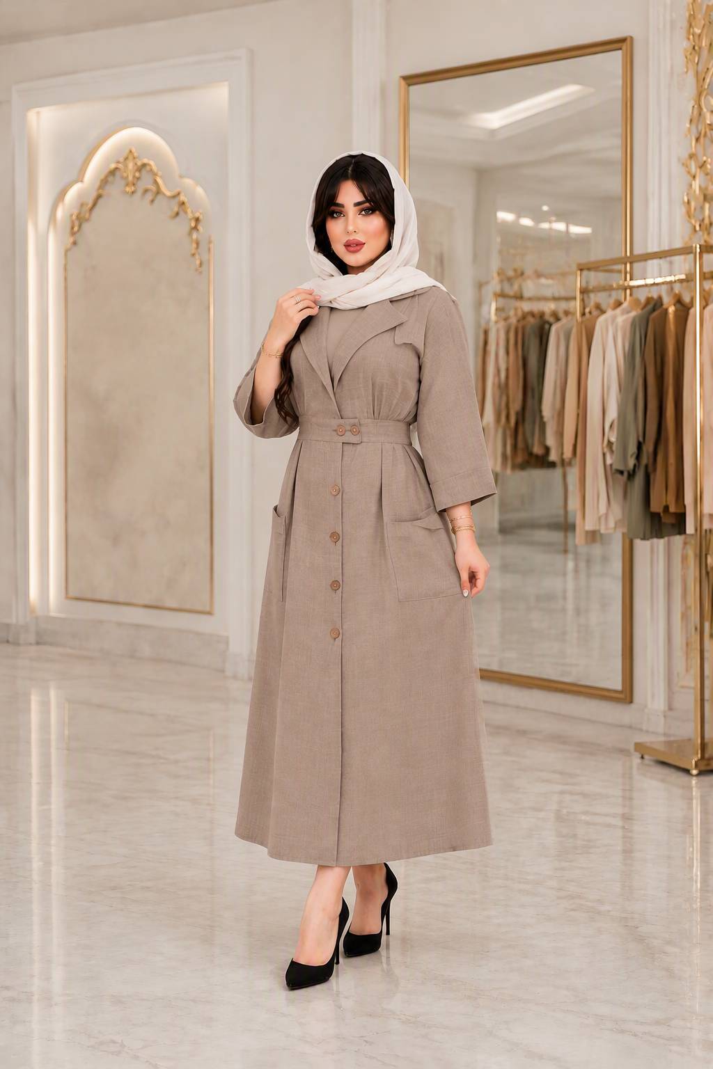 مانتو غنچه زنانه با جنس شانتون