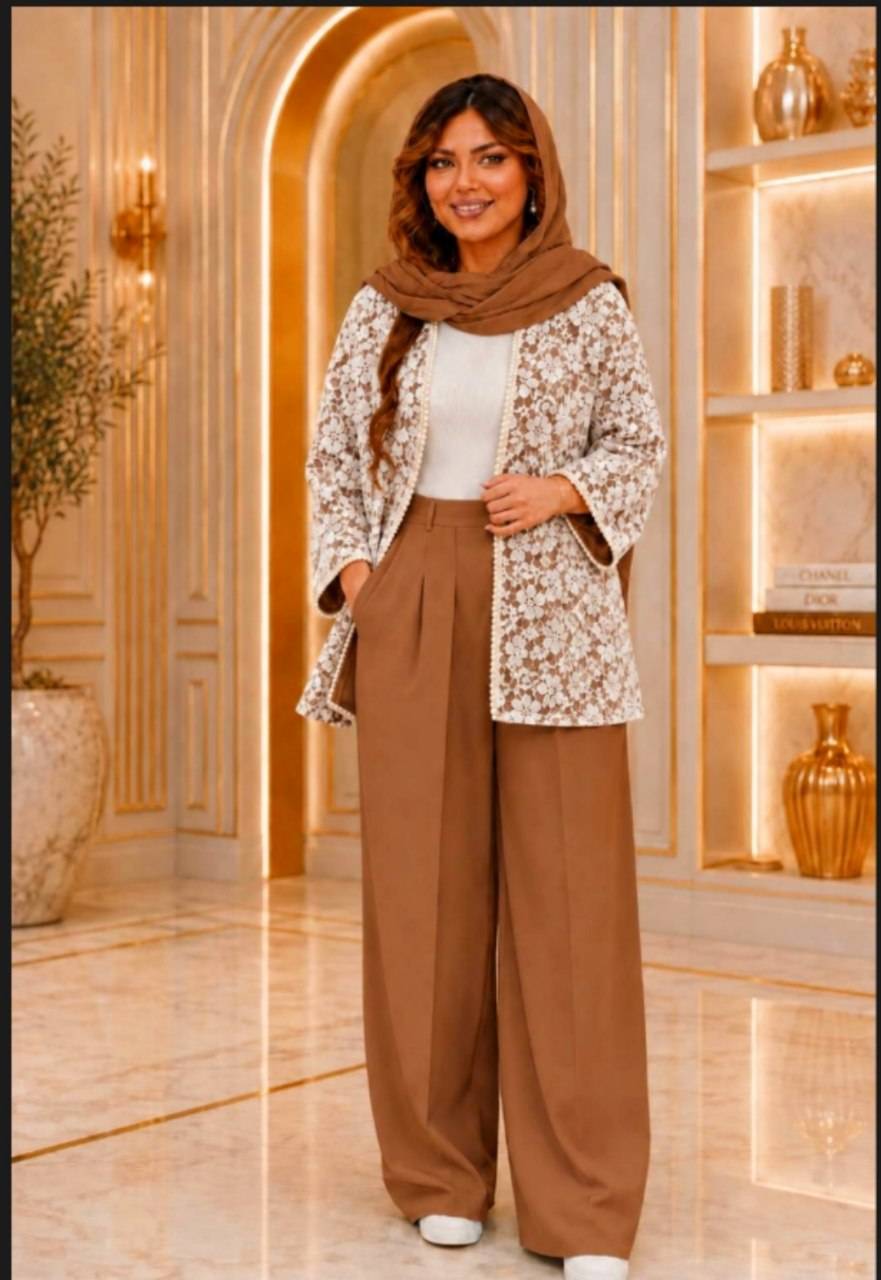 مانتو شلوار مجلسی تور دار زنانه