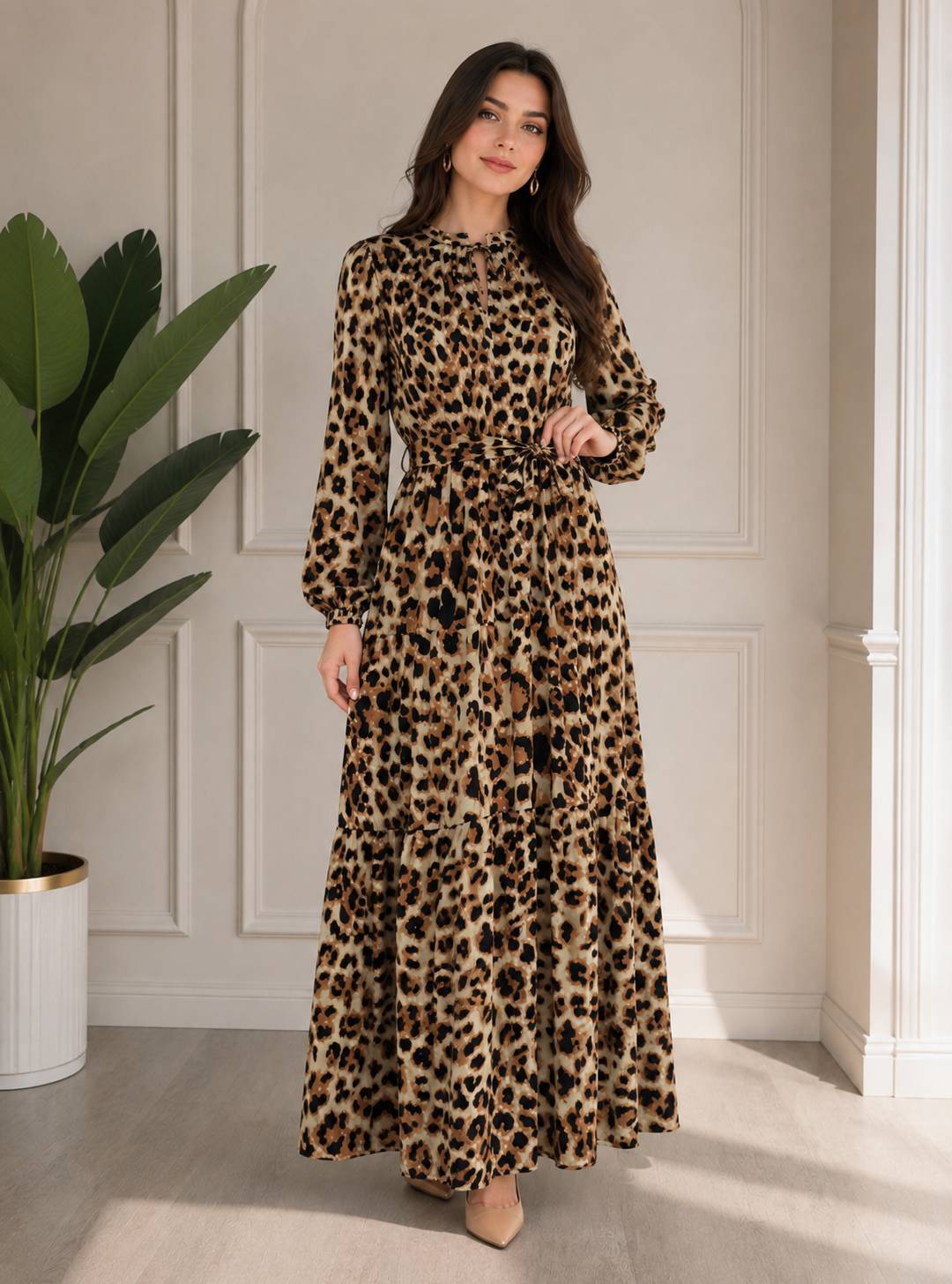 پیراهن پلنگی زنانه مدل ساحل