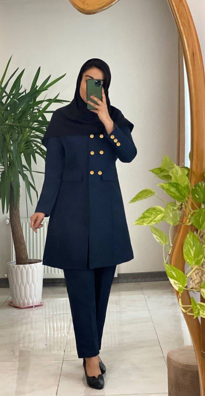 اداری ساده 6دکمه طلایی زنانه